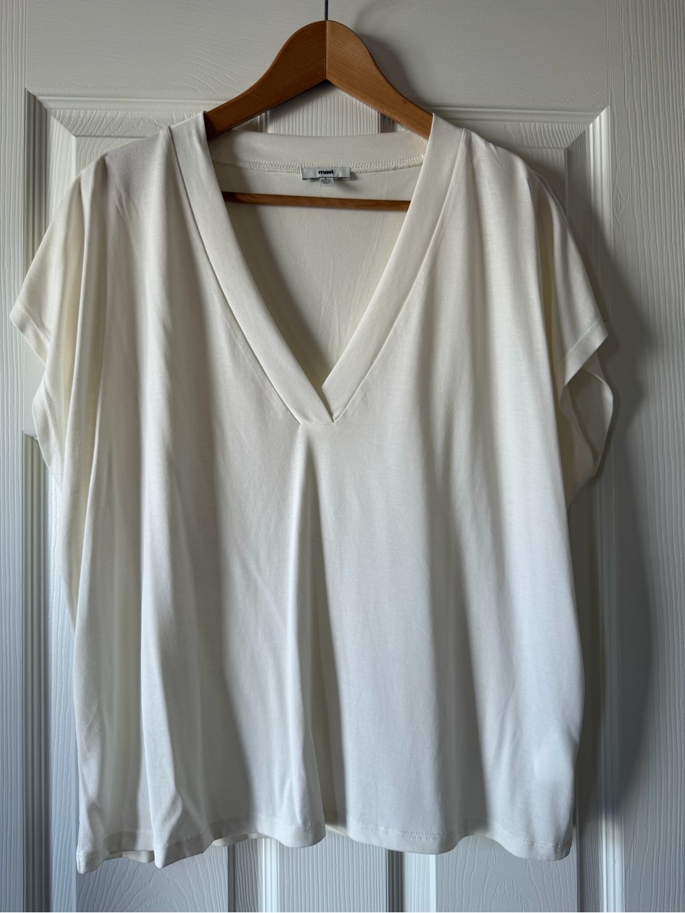 Mavi Jeans Lux Touch Tencel Modal V-Neck Dolman Tee Cream Ecru Off-White